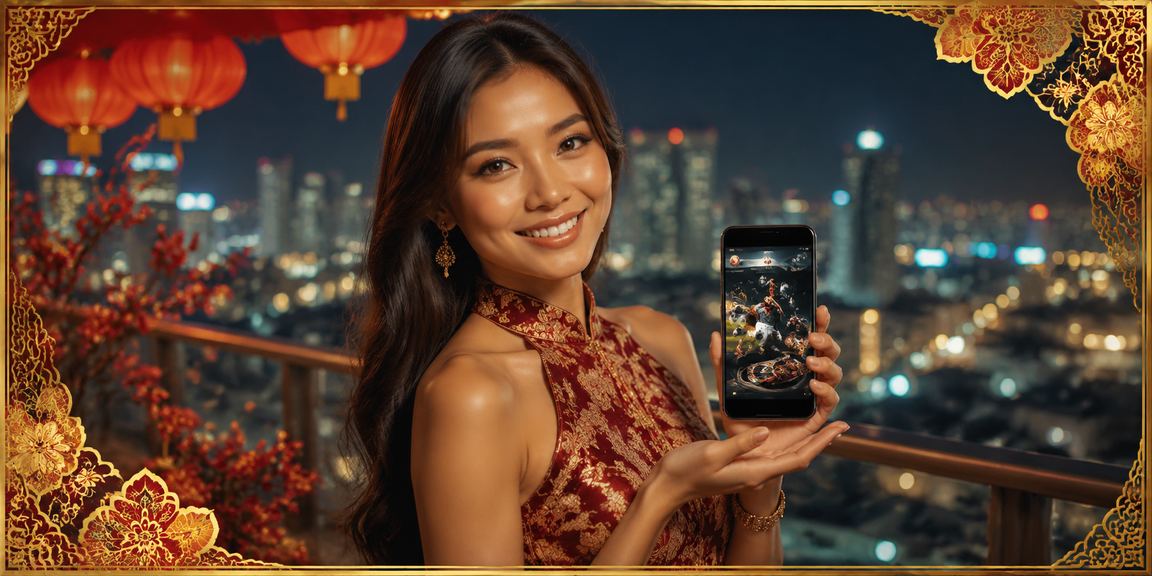 Pertaruhan sukan dalam talian bergaya batik Malaysia dengan skrin telefon pintar
